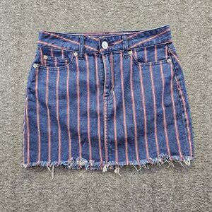 American Eagle Skirt Womens Size 4 R Striped Super Stretch Cut Off Hi Rise Mini